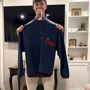 Patagonia Blue Fleece with Red Trim
